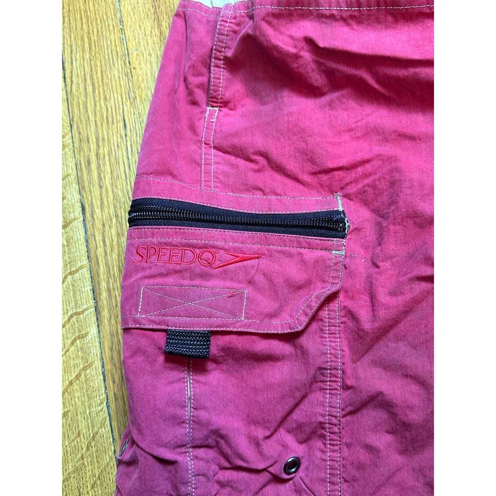 Speedo Swim Trunks Mens XL Red Cargo Pocket Tribal Waist Board Shorts VTG READ - Picture 3 of 8